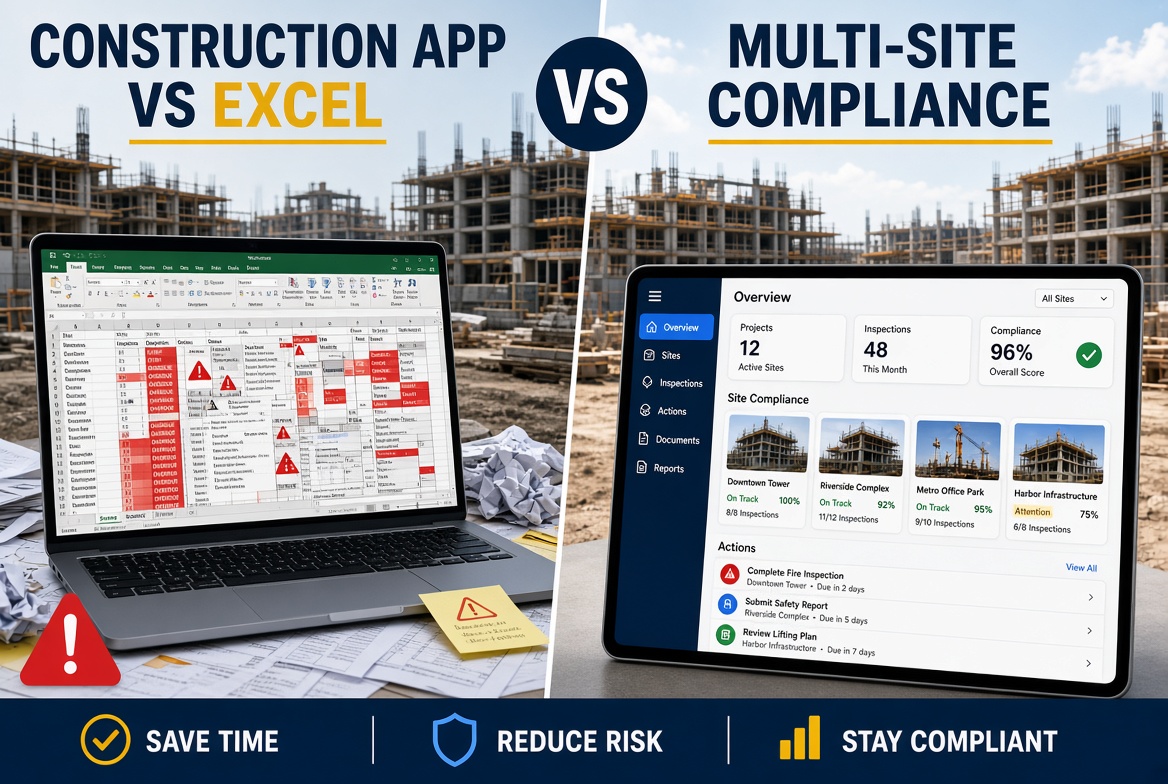 Construction App vs Excel for Compliance: Which Works Better on Multi-Site Projects?