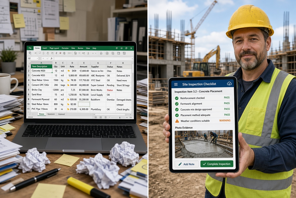 Construction Management App vs Spreadsheets: When Excel Stops Working