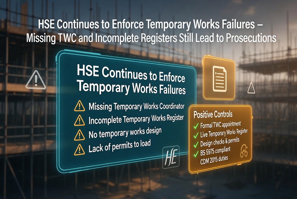 HSE Continues to Enforce Temporary Works Failures – Missing TWC and Incomplete Registers Still Lead to Prosecutions